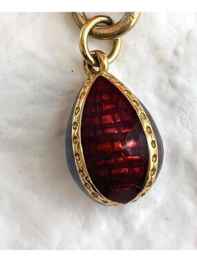 Joan Rivers Tricolor Gold Toned Vintage Faberge Egg Pendant | Charm w/ Extender